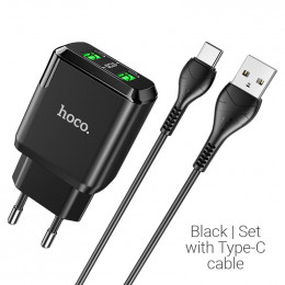 СЗУ HOCO N6 Charmer DUAL PORT QC3.0 charger (Type-C) (EU) (black)