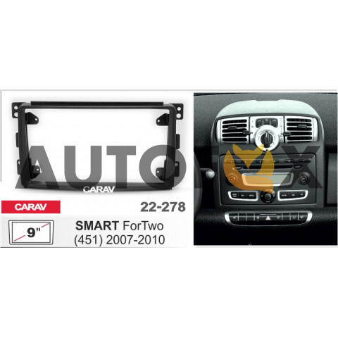 Carav 22-278 Рамка Smart ForTwo (BR451) 07-10 9" черная