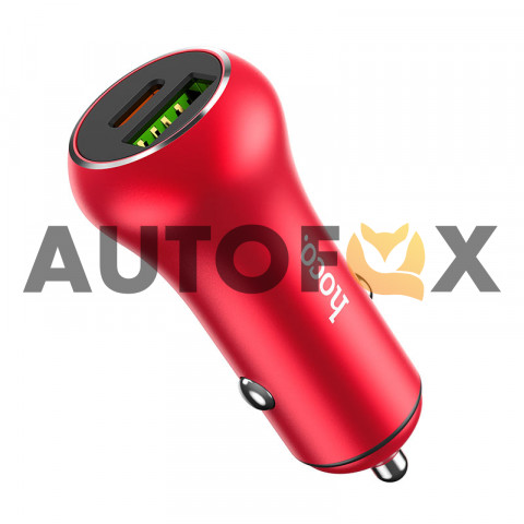 АЗУ Hoco Z38 Resolute PD2020W+QC3.0 car charger (red)