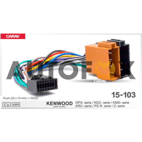 Carav 15-103: KENWOOD DPX-; KDC-; KMD-; KRC-; PS-; Z-series (select models) / JVC KD-; KS-series (se