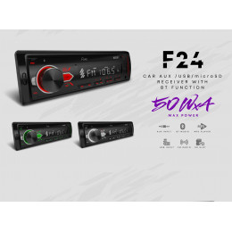 FIVE F24R (1din/красная/Bluetooth/USB/AUX/SD/FM/4*50).