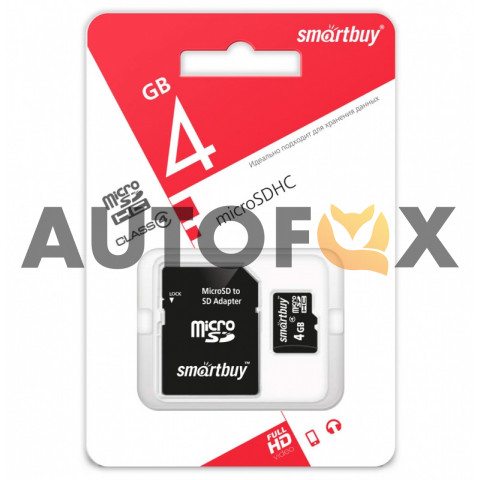 Smart Buy microSD 4GB class4 c адаптером Карта памяти